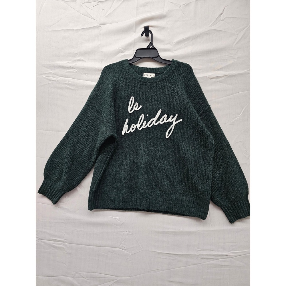 Ava & Viv Womens Le Holiday Sparkle Knit‎ Sweater Green Plus 1X New 021081468